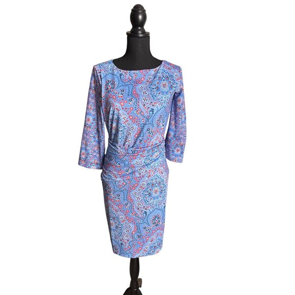 Gretchen Scott Women's Pleasantely Paisley Blue Jersey Corset Dress Size M - Picture 1 of 12